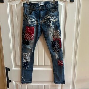 Bleecker Mercer Flex Distressed Slim Skinny Fit Mens 34W 29”Long